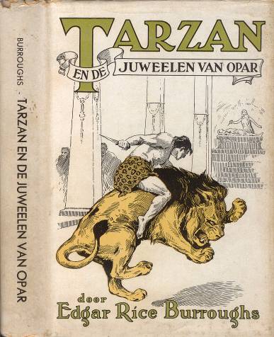 Deel stofomslag Tarzan en
            de Juweelen van Opar 3e druk