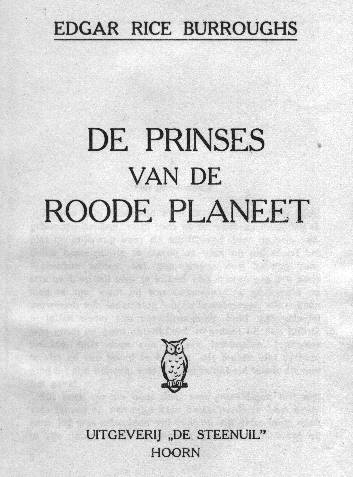 De Prinses van de Roode Planeet titelblad