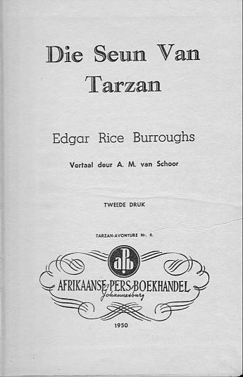 Die Seun van Tarzan titelblad