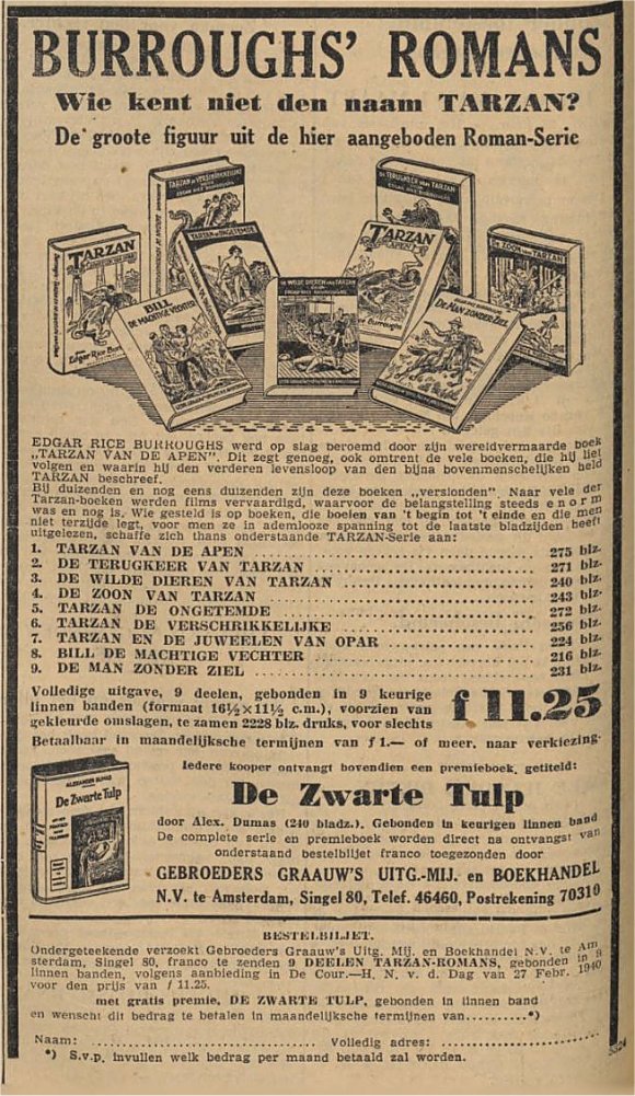 advertentie van
                    27 februari 1940
